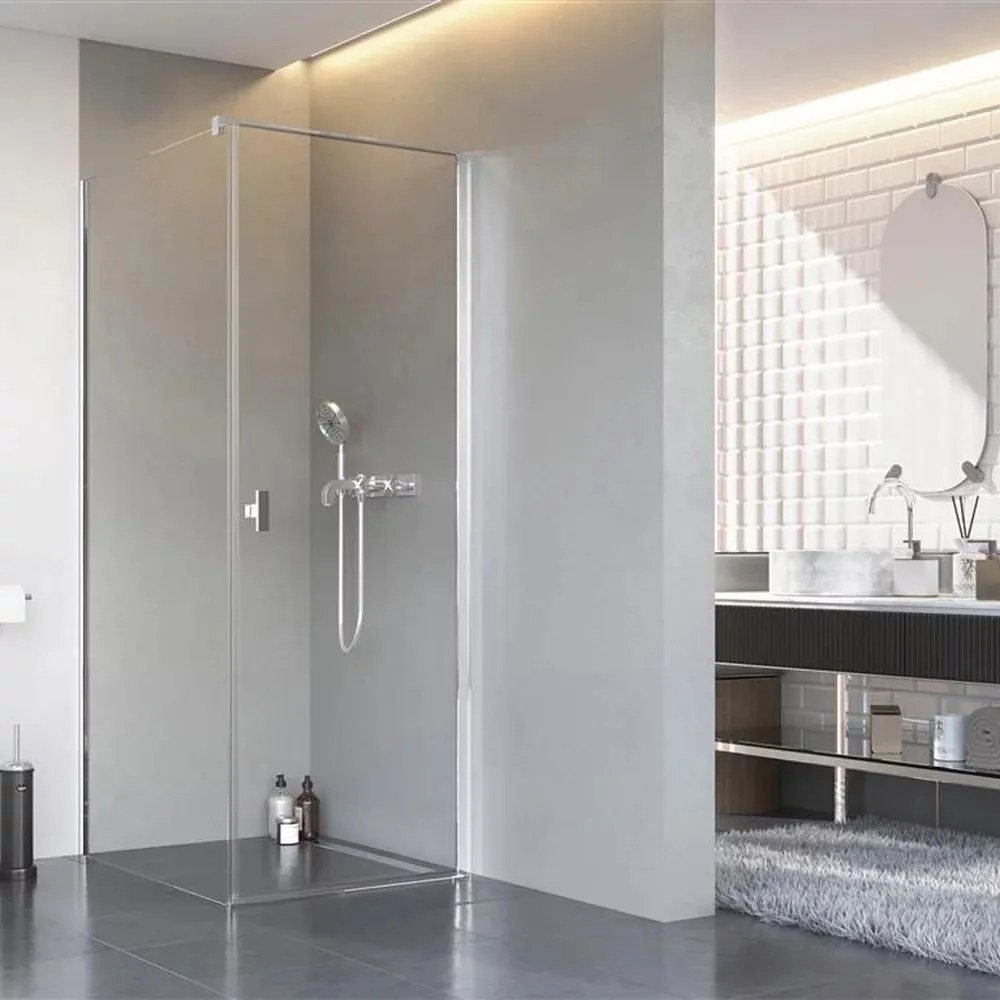 Cabina de dus dreptunghiulara cu usa batanta Radaway Nes KDJ I 100x75 cm finisaj crom lucios-transparent dreapta