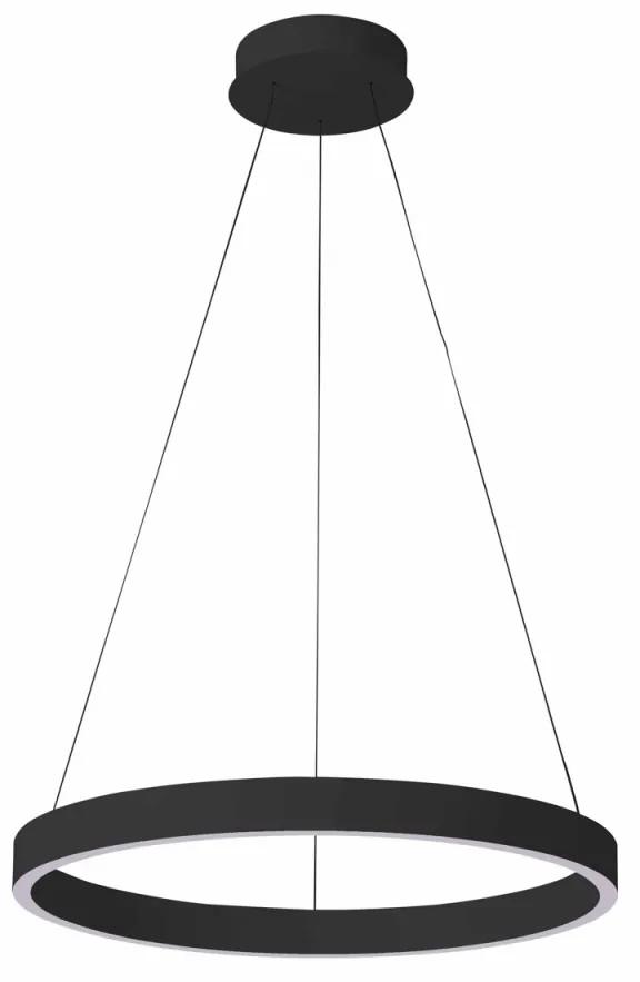 Lustra moderna neagra rotunda din metal cu led BrascoDown d80