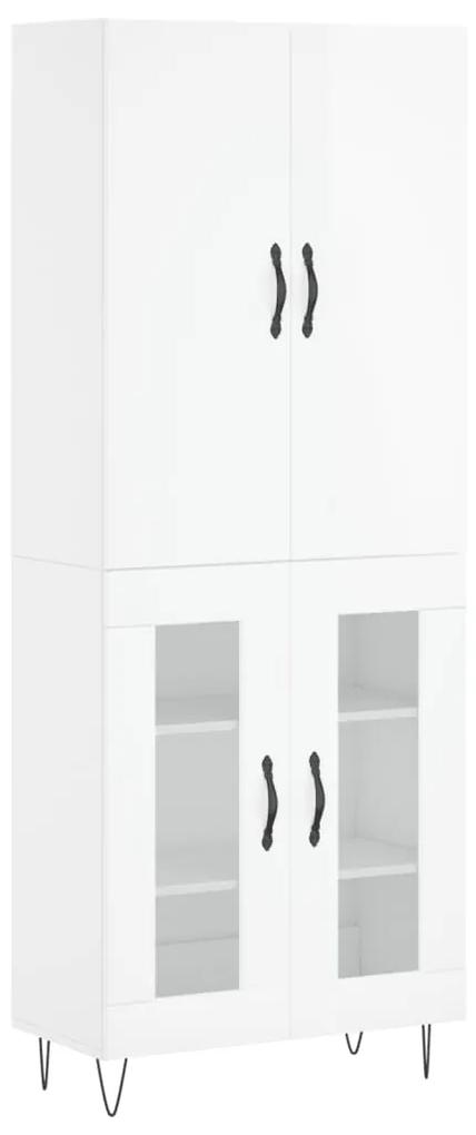 3198067 vidaXL Dulap înalt, alb extralucios, 69,5x34x180 cm, lemn compozit