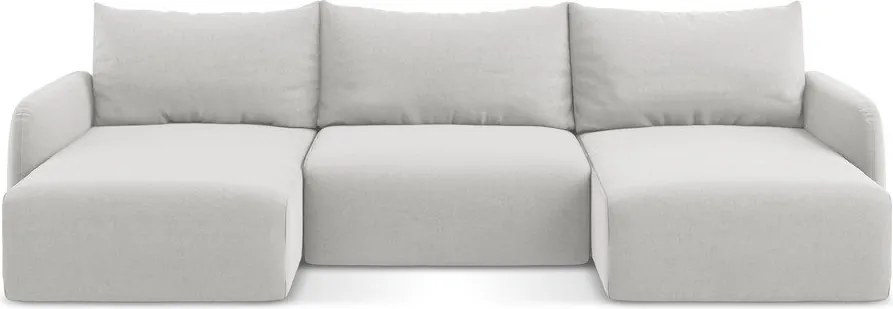 Colțar gri deschis extensibil/cu spațiu de depozitare cu tapițerie din catifea (în formă de "U") Kalena – Makamii