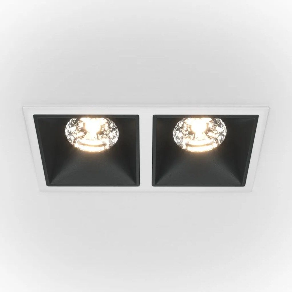 Spot LED incastrabil dimabil cu 2 surse de iluminat Alpha alb, negru 30W, 4000K
