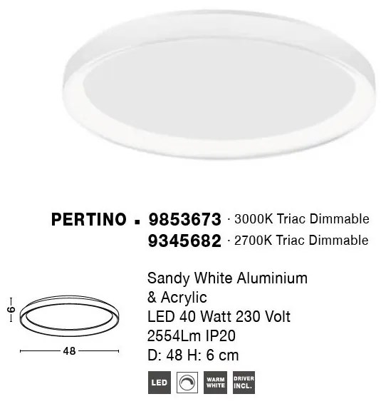 Plafoniera LED dimabila design circular PERTINO D-48cm