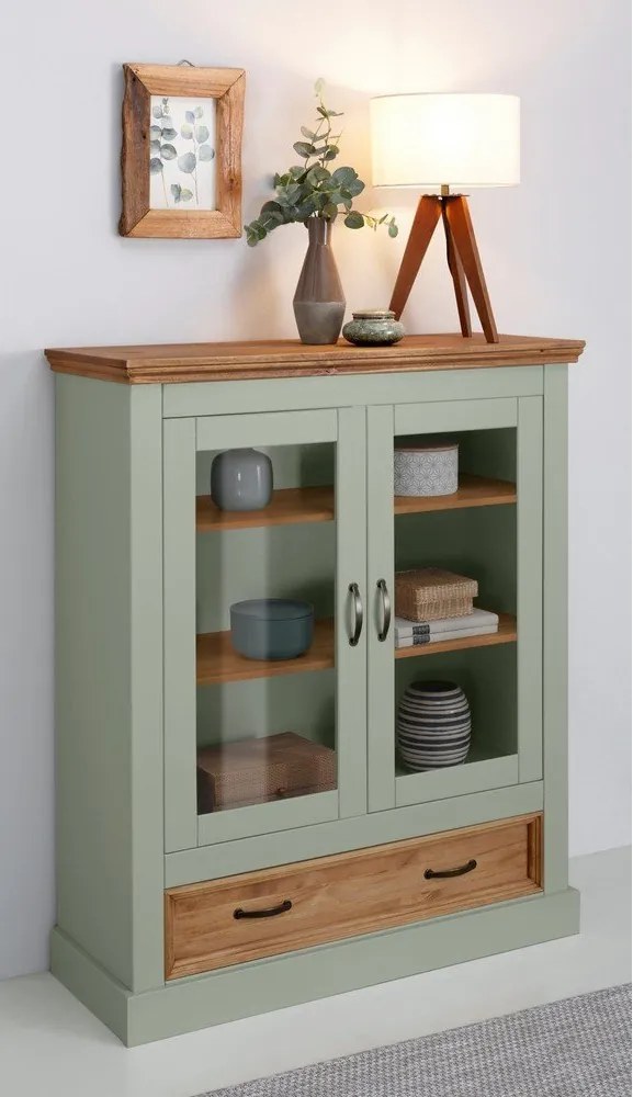 Vitrină verde-deschis din lemn de pin 100x120 cm Selma – Støraa