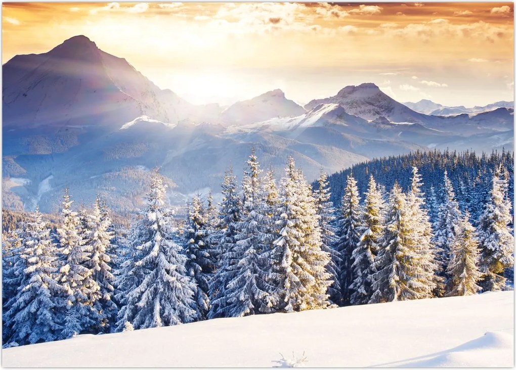 Tablou - Peisaj montan în timpul iernii (70x50 cm)