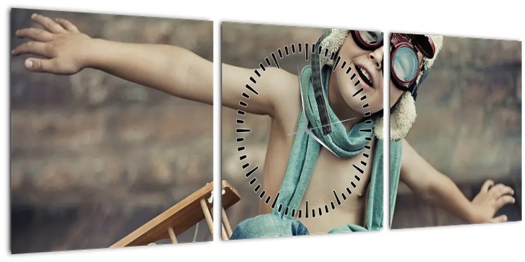 Tablou - Tânăr aviator (cu ceas) (90x30 cm)