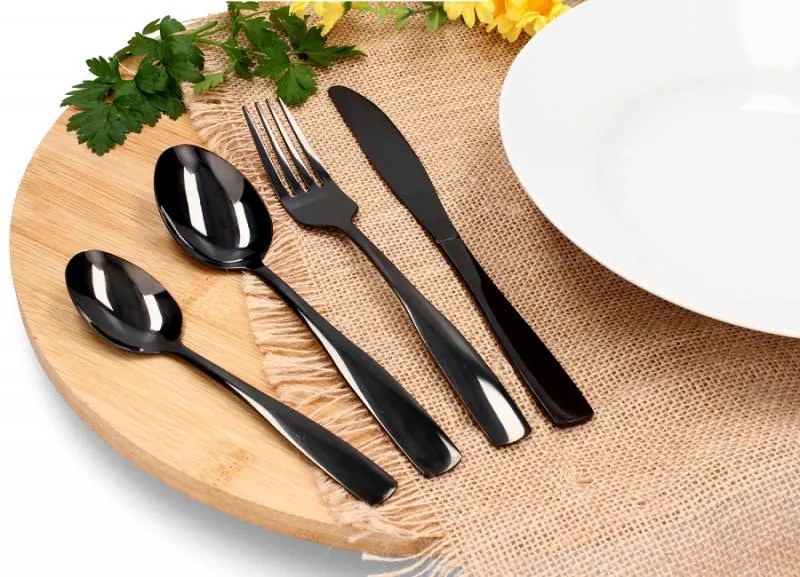 ShopJK SET DE TACIMURI INOX PENTRU 6 PERSOANE - NEGRU