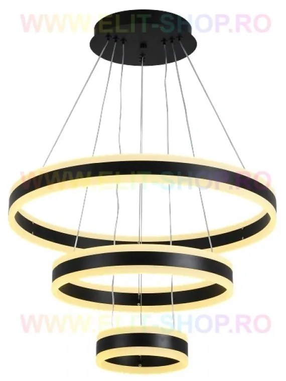 Lustra LED Cu Telecomanda, Elit's Esn1768/600-BK, 208W