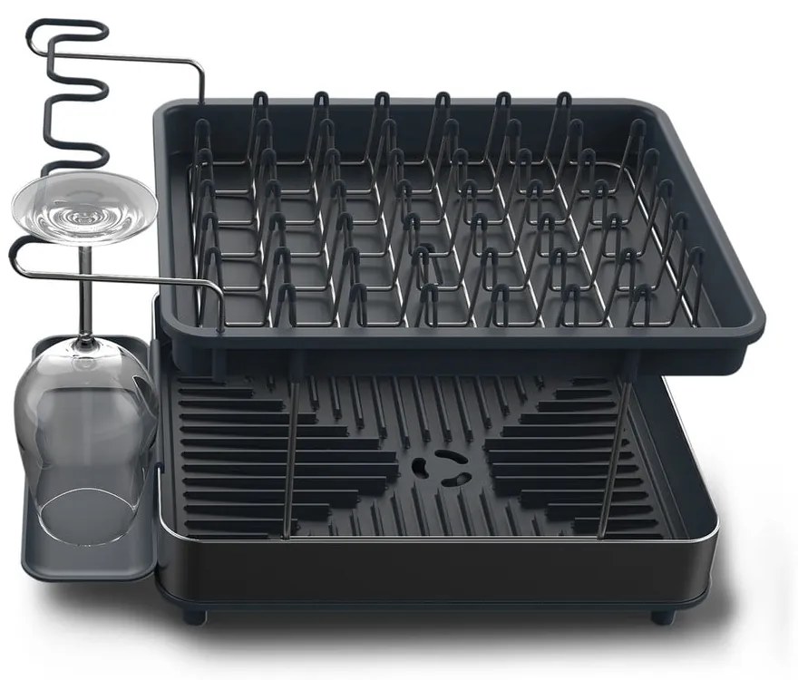 Scurgător de vase gri cu două nivele din oțel inoxidabil Excel – Joseph Joseph