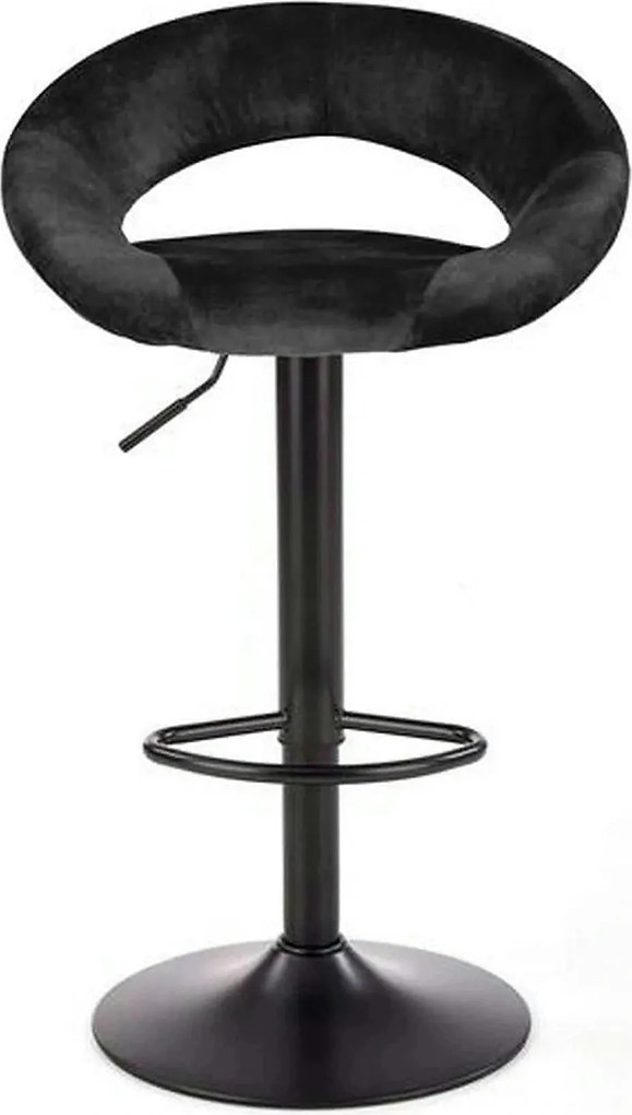 Scaun bar H102, negru, stofa catifelata/otel, 53x48x78/100 cm