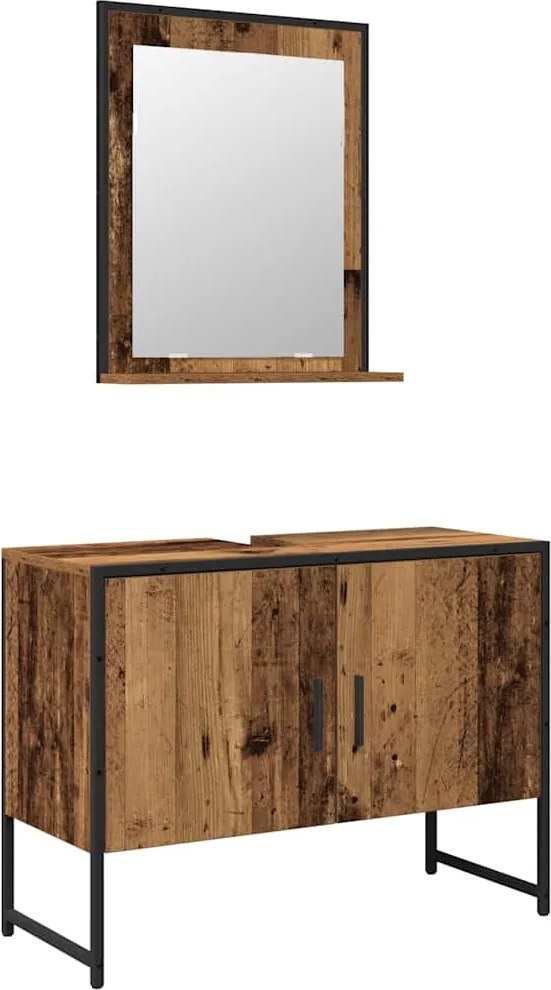 vidaXL Set de mobilier pentru baie Pe perete 2 pcs Maro Lemn compozit