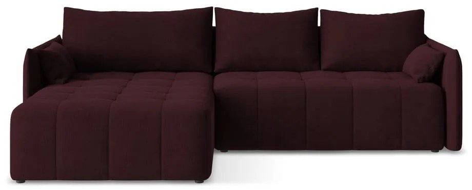 Colțar burgundy extensibil/cu spațiu de depozitare (cu colț pe partea stângă/cu șezlong) Moku – Makamii