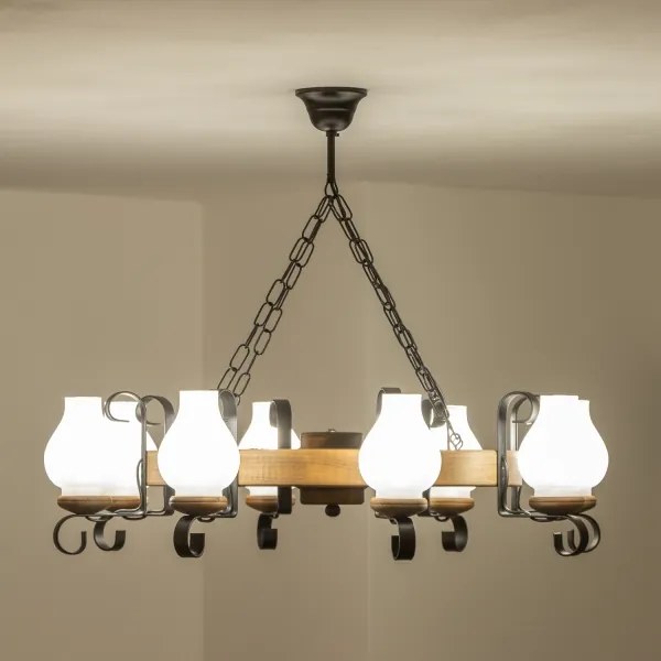 Brilagi - Candelabru cu lanț ROATA, 8xE14/40W/230V, Ø 70 cm, fag