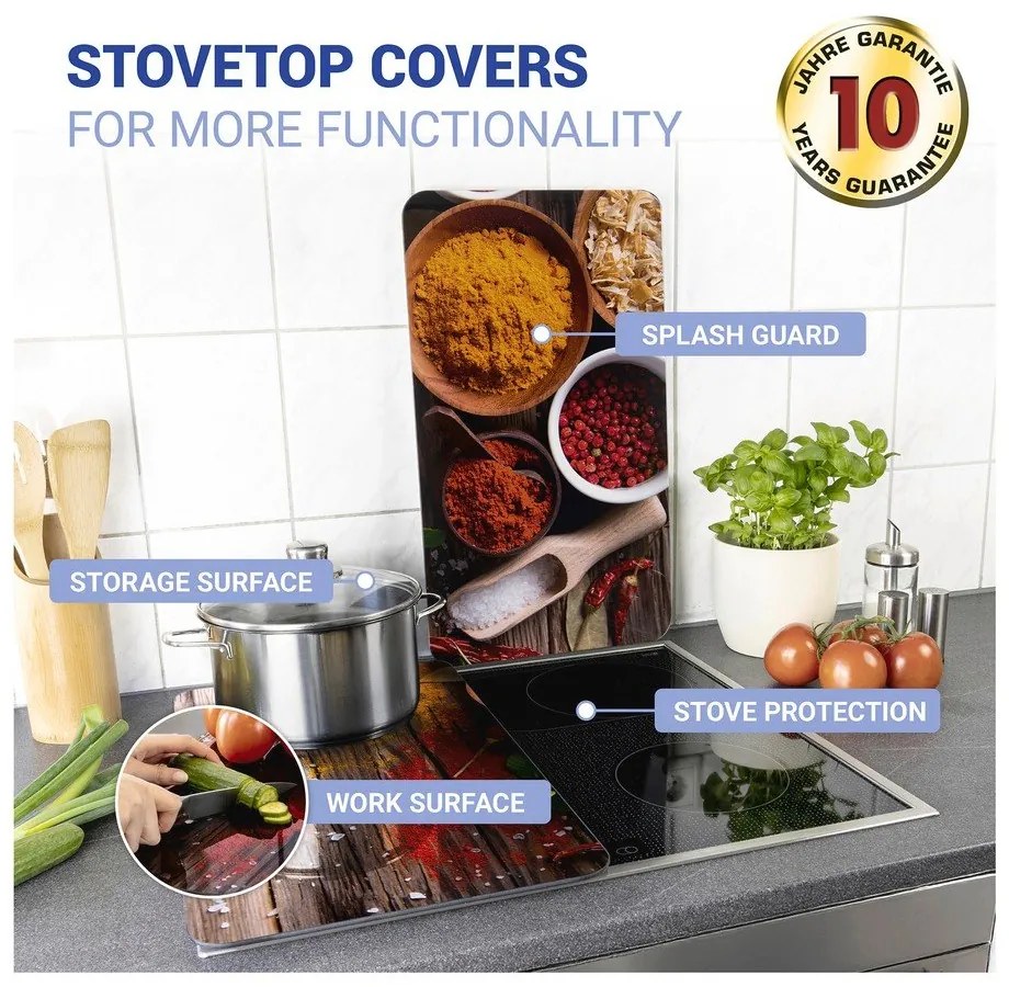 Set 2 protecții din sticlă pentru aragaz Wenko Spices, 52 x 30 cm