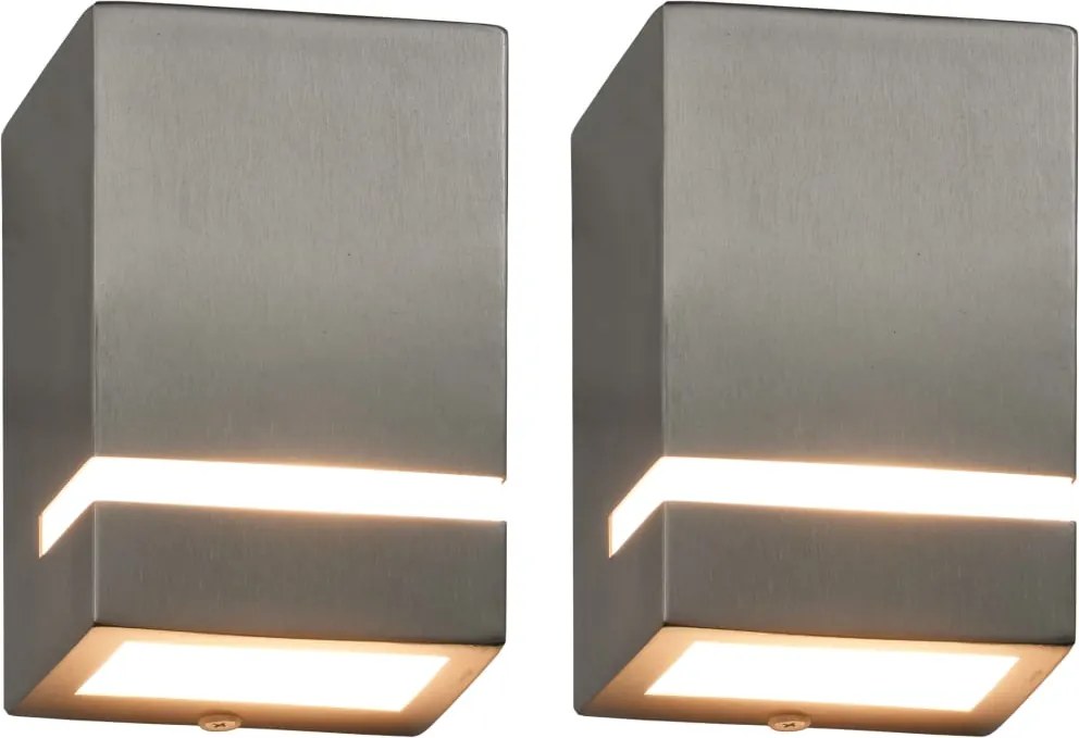 vidaXL Lămpi de perete de exterior 2 buc. argintiu 35 W dreptunghiular
