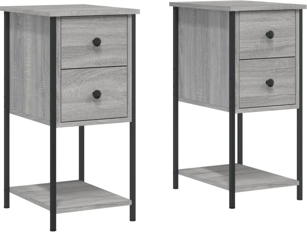 vidaXL Noptiere, 2 buc., gri sonoma, 32x42x70 cm, lemn compozit