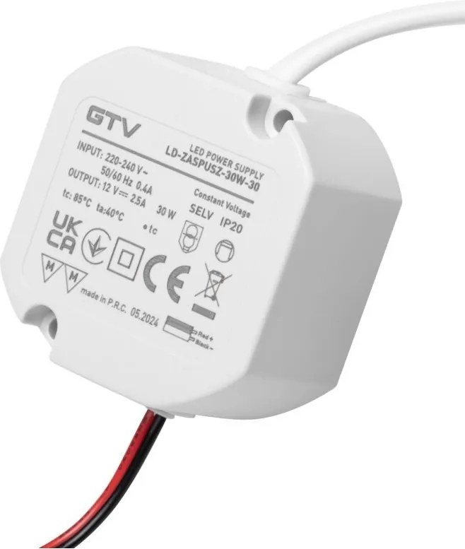 Transformator GTV pentru bandă LED, 30W, 12V, IP20 Plastic, 30 W, 12 V
