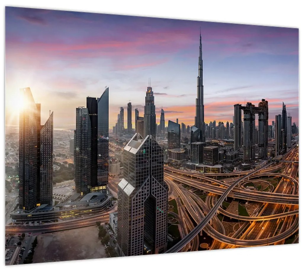 Tablou pe sticlă - Panorama din Dubai (70x50 cm)
