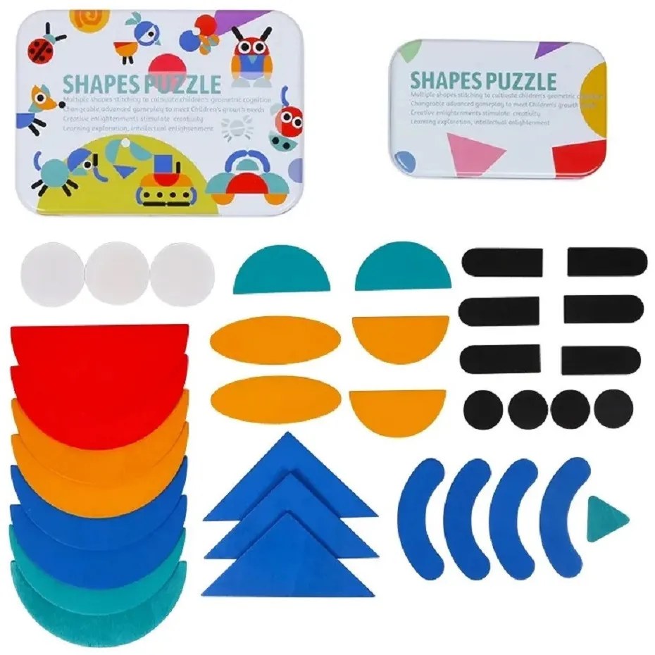 Puzzle cu forme logice, jucărie din lemn Montessori