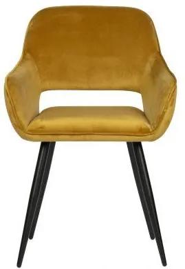 Set 2 scaune dining din catifea galbena si metal negru Jelle Chair