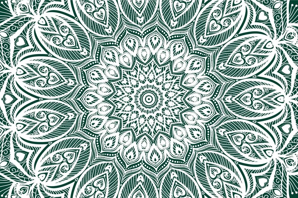 Tapet autoadeziv Mandala de armonie pe fundal verde