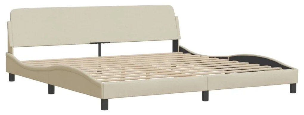 373250 vidaXL Cadru de pat cu tăblie, crem, 200x200 cm, textil