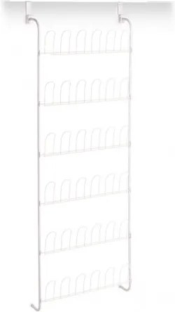 Suport incaltaminte pentru usa, pentru 18 perechi, Metal Alb, l56xA14,5xH159,5 cm