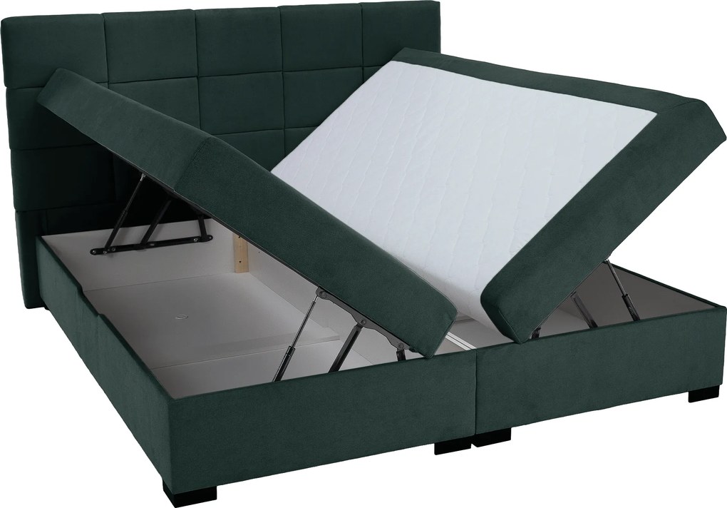 Pat boxspring, 200x200, verde, APRIL