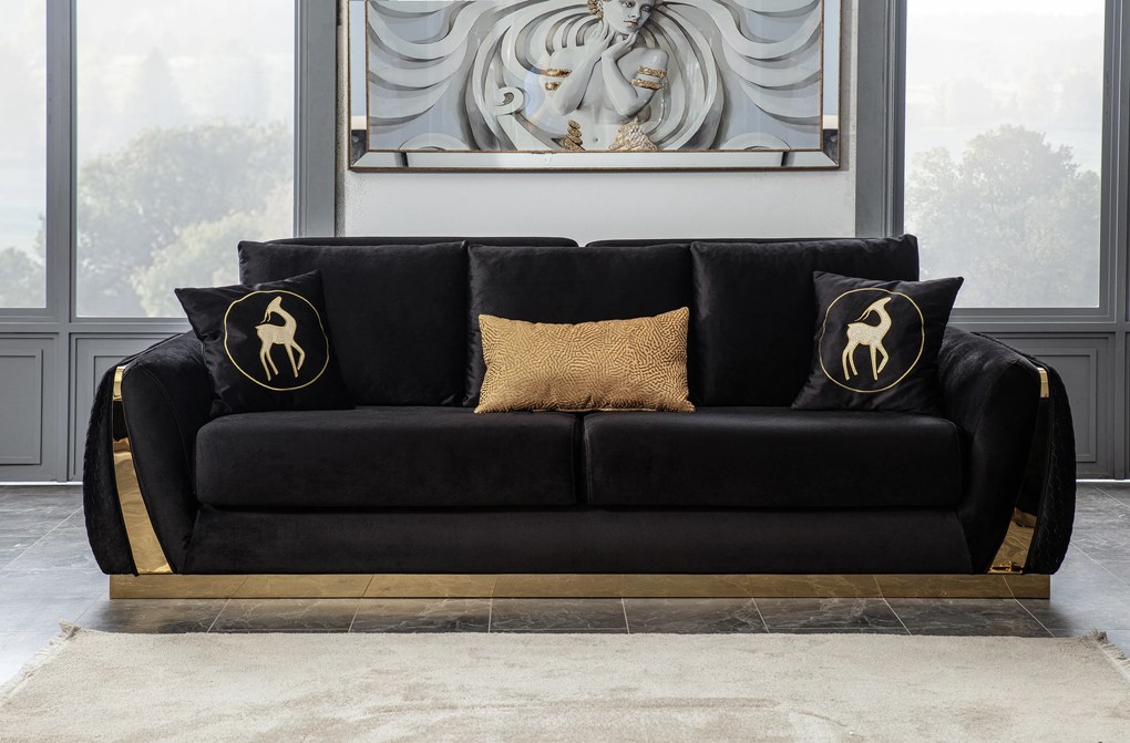 Canapea 3 locuri lux lexus (249x103x86) - neagra