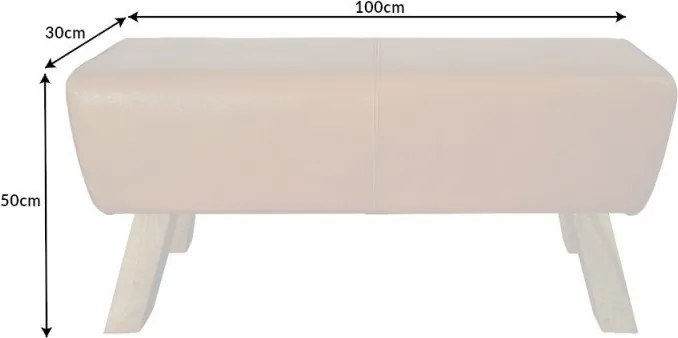 Bancheta din lemn si piele Turnbock 100cm