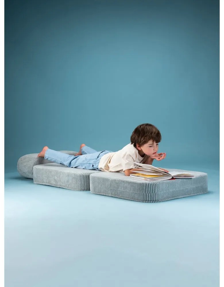 Fotoliu de copii verde mentă cu tapițerie din catifea reiată Flip – Wigiwama