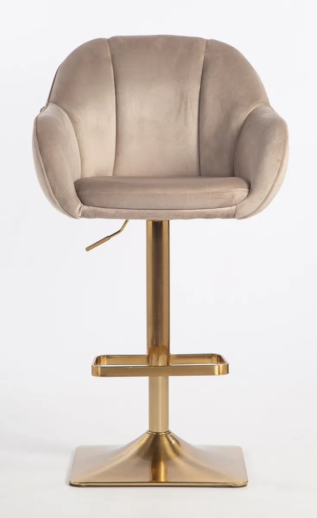 HR2055KW Scaun Latte din Catifea cu Bază Aurie