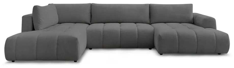 Colțar gri închis extensibil/cu spațiu de depozitare (cu colț pe partea stângă/în formă de "U") Fuji – Bobochic Paris