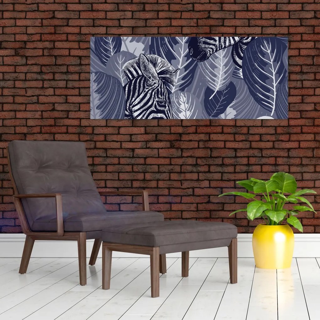 Tablou - Zebre albastre (120x50 cm)