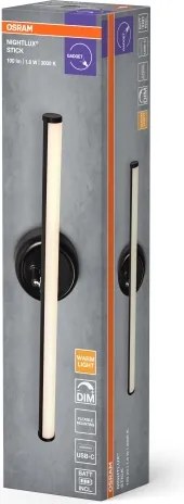 Osram - Aplică de perete LED reîncărcabilă, reglabilă NIGHTLUX LED/1,8W/5V, neagră