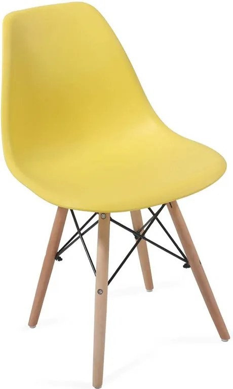 Set de scaune de luat masă din plastic, 2 bucăți, galben