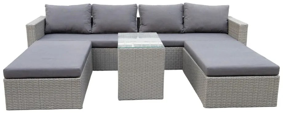 Set mobilier de grădină gri din ratan artificial pentru 4 persoane Drammen - Bonami Selection