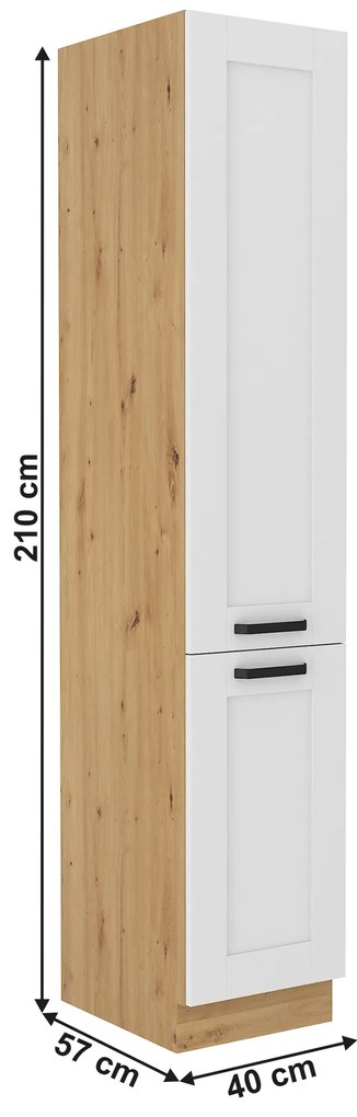 Dulap înalt Lesana 2 (alb + stejar artizanal) 40 DK-210 2F. 1063978