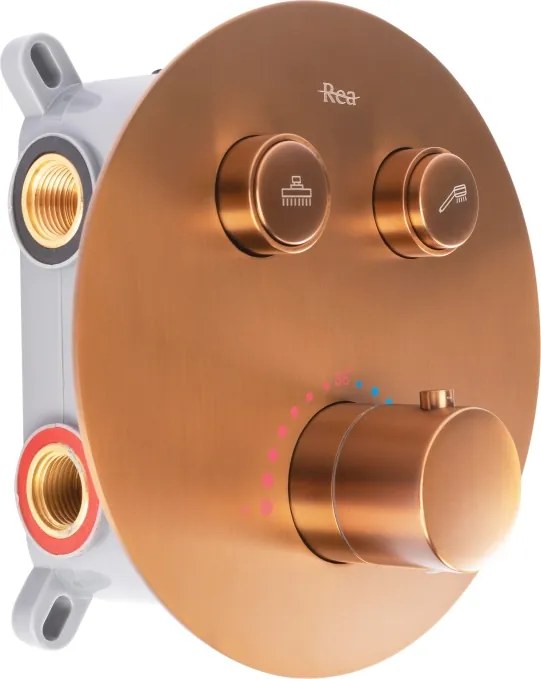 Set de duș incastrat Rea LUNGO COPPER BRUSH + BOX cu termostat