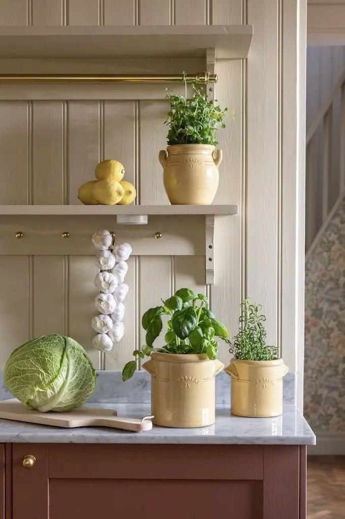 Ghiveci din ceramică glazurată manual 1L galben, „Brobacka"
