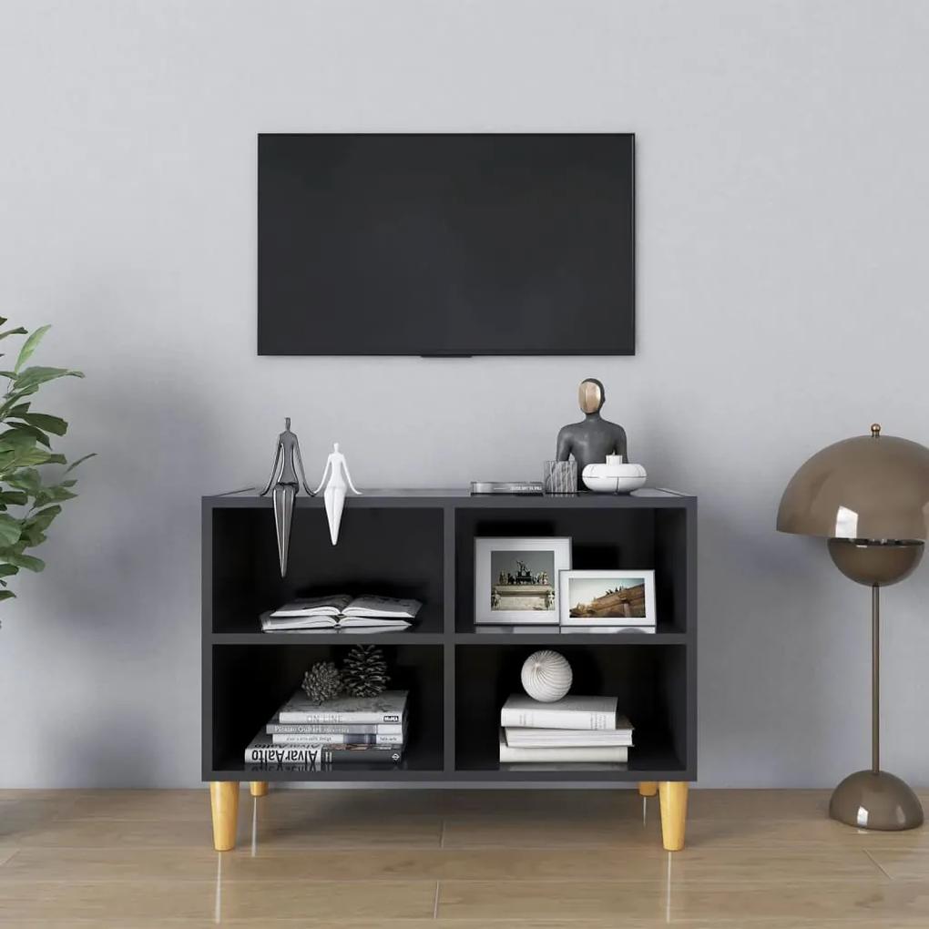 Comoda TV, picioare lemn masiv, gri, 69,5x30x50 cm 1, Gri, 69.5 x 30 x 50 cm