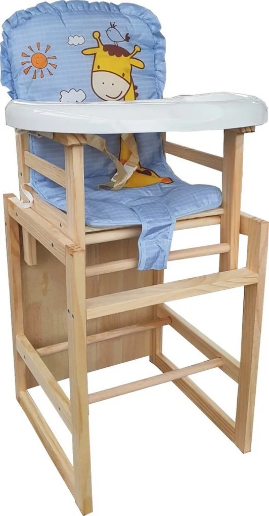 Scaun de masa pentru copii si bebe transformabil in masuta NOVOKIDS™ Wooden Table Chair, Din lemn masiv, Centura de siguranta, Sezut comfortabil