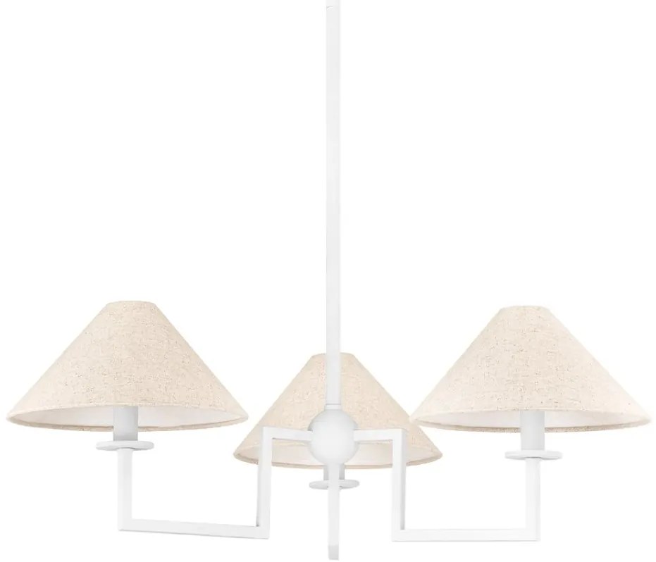 Candelabru 3 brate LUX, Metal, Alb, Abajur In, GLADWYNE