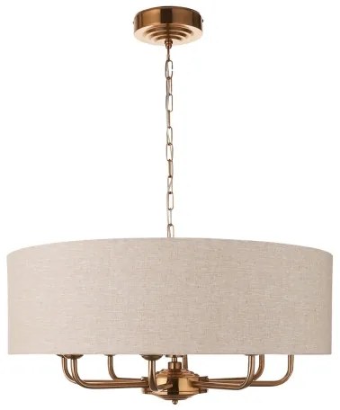 Endon 110727 - Candelabru cu lanț HIGHCLERE, 8xE14/40W/230V, bej/alamă, diam. 70 cm