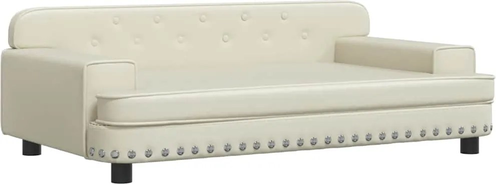 vidaXL Pat de câini, crem, 90x53x30 cm, piele ecologică