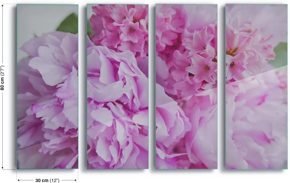 GLIX Tablou pe sticlă - Layers Of Pink 4 x 30x80 cm