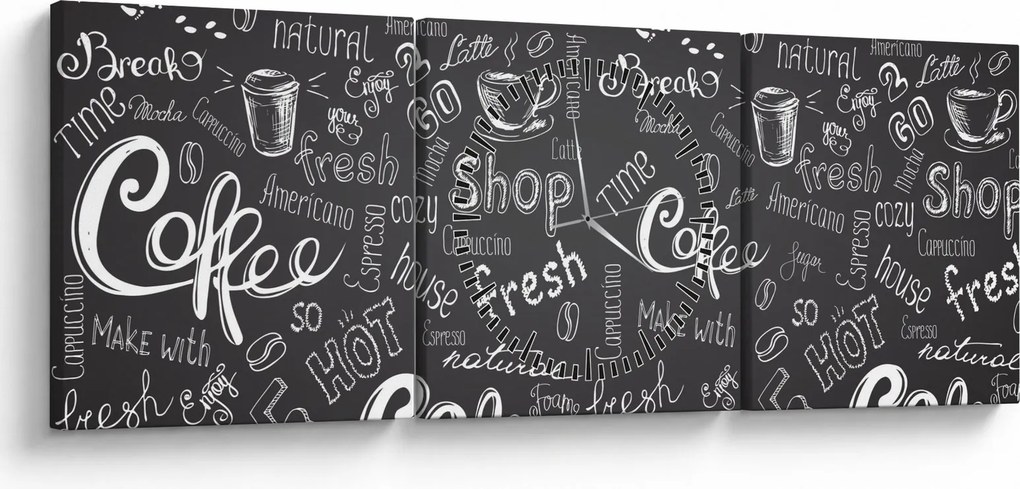 Tablou - Coffee (cu ceas) (90x30 cm)