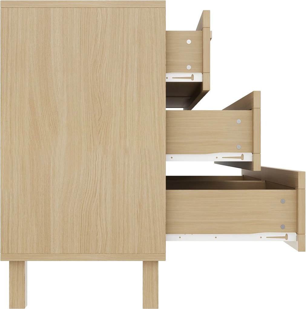 Comodă cu șase sertare din ratan, dulap de dormitor versatil cu spațiu generos de depozitare, 120x40x75 cm, Culoare naturală