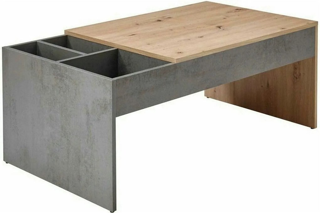 Masuta cafea LEVI, stejar artisan/gri beton, PAL, 110x60x45 cm