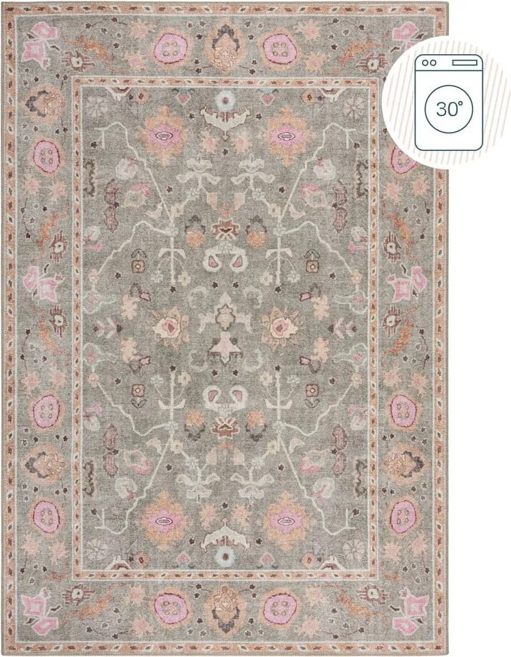 Covor verde deschis lavabil 190x290 cm Una Floral – Flair Rugs