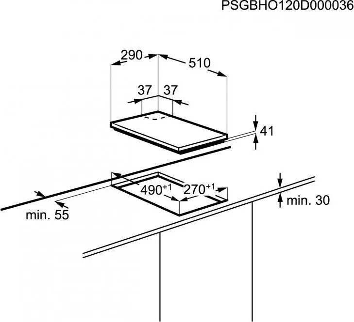 Plita pe gaz incorporabila Electrolux EGG3322NVX(ST), 4000 W, Aprindere electronica, Sistem de siguranta, Negru